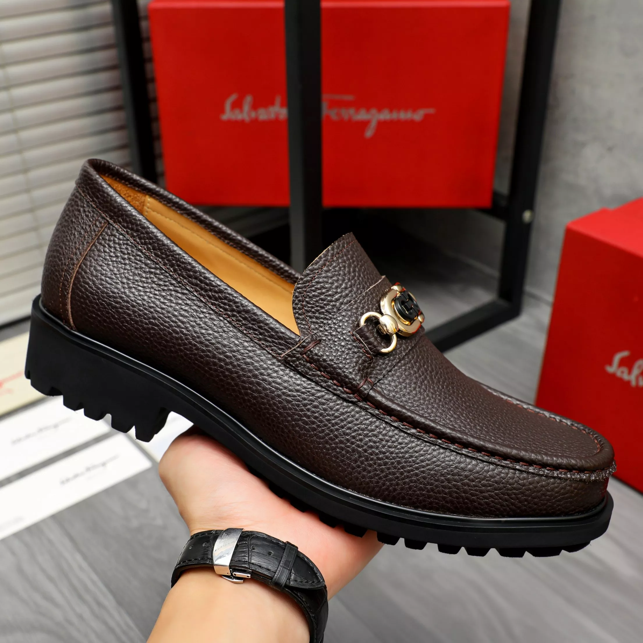 Durable 4277 Salvatore Ferragamo Leather Shoes For Men