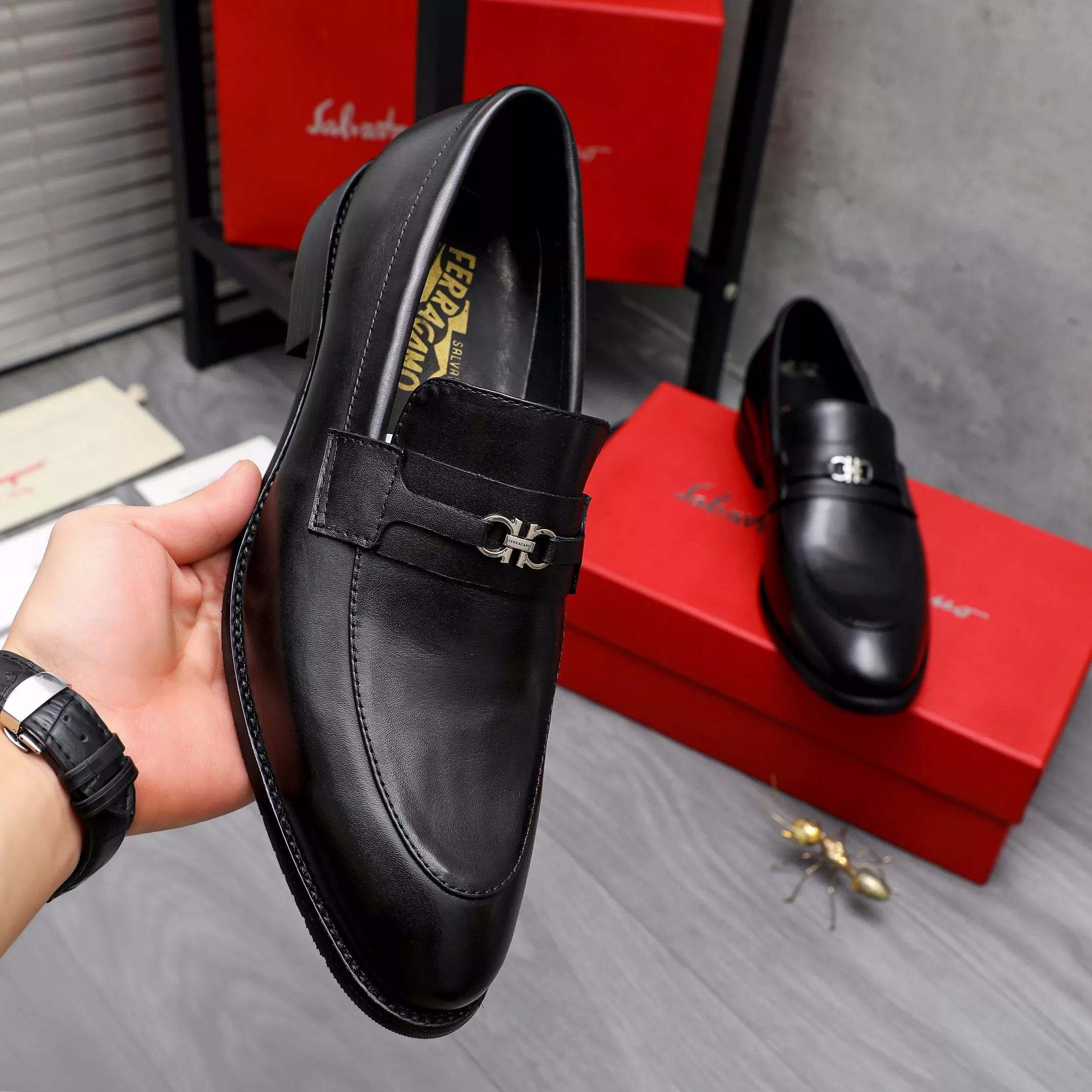 Durable 5121 Salvatore Ferragamo Leather Shoes For Men