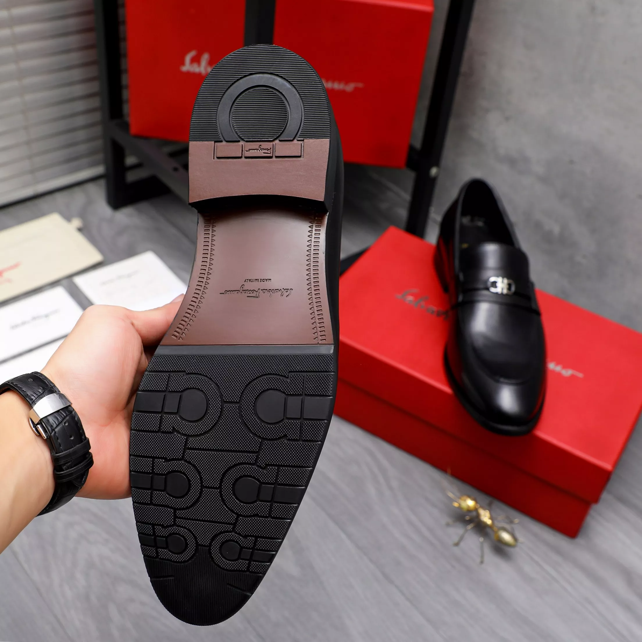 Durable 5121 Salvatore Ferragamo Leather Shoes For Men