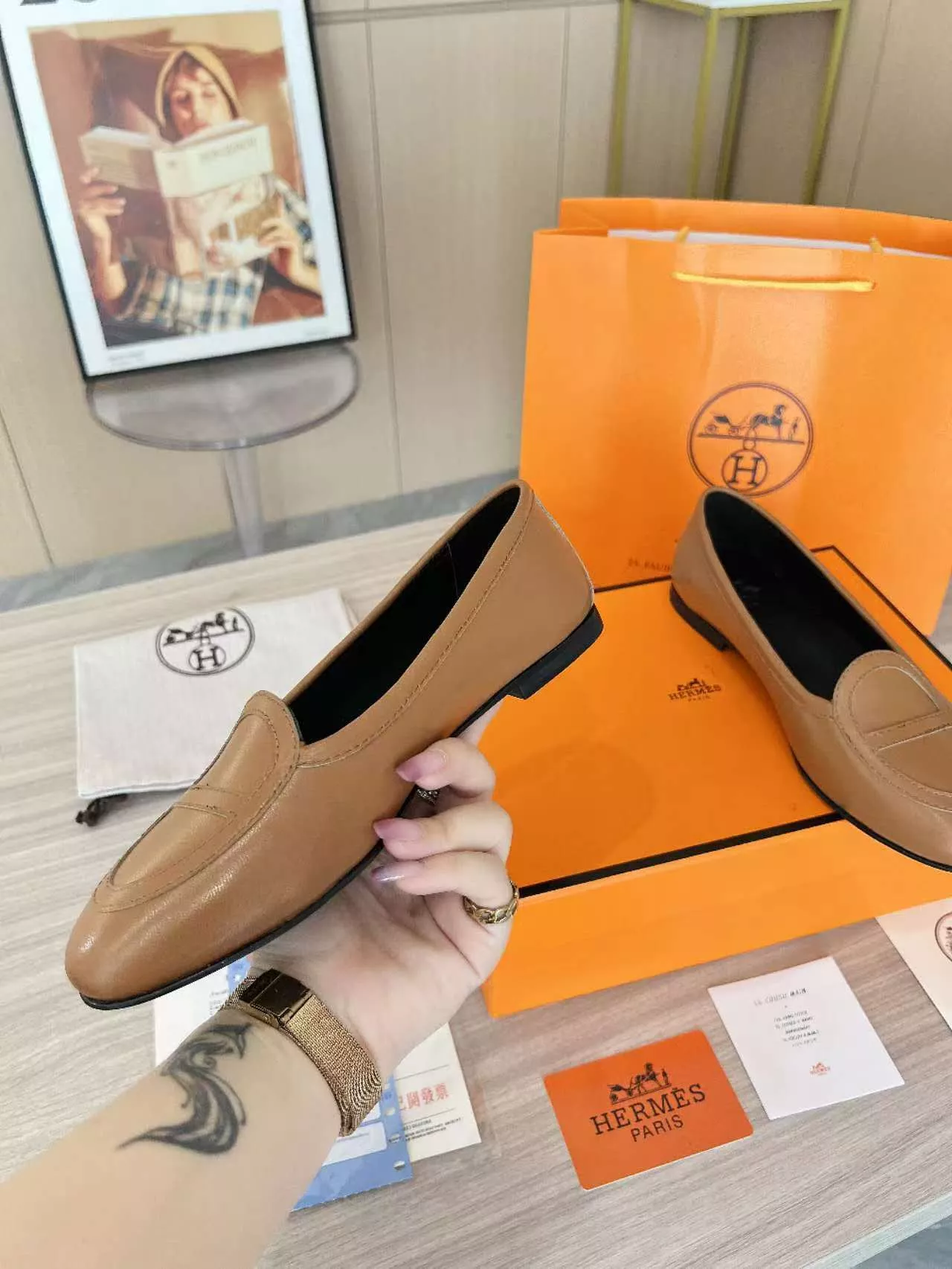 Durable 5261 Hermes Leather Shoes For Women