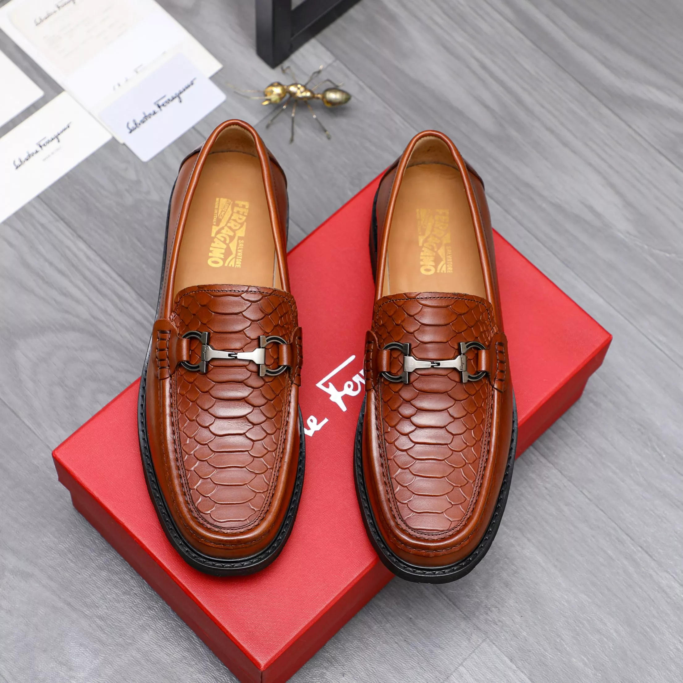 Durable 7294 Salvatore Ferragamo Leather Shoes For Men