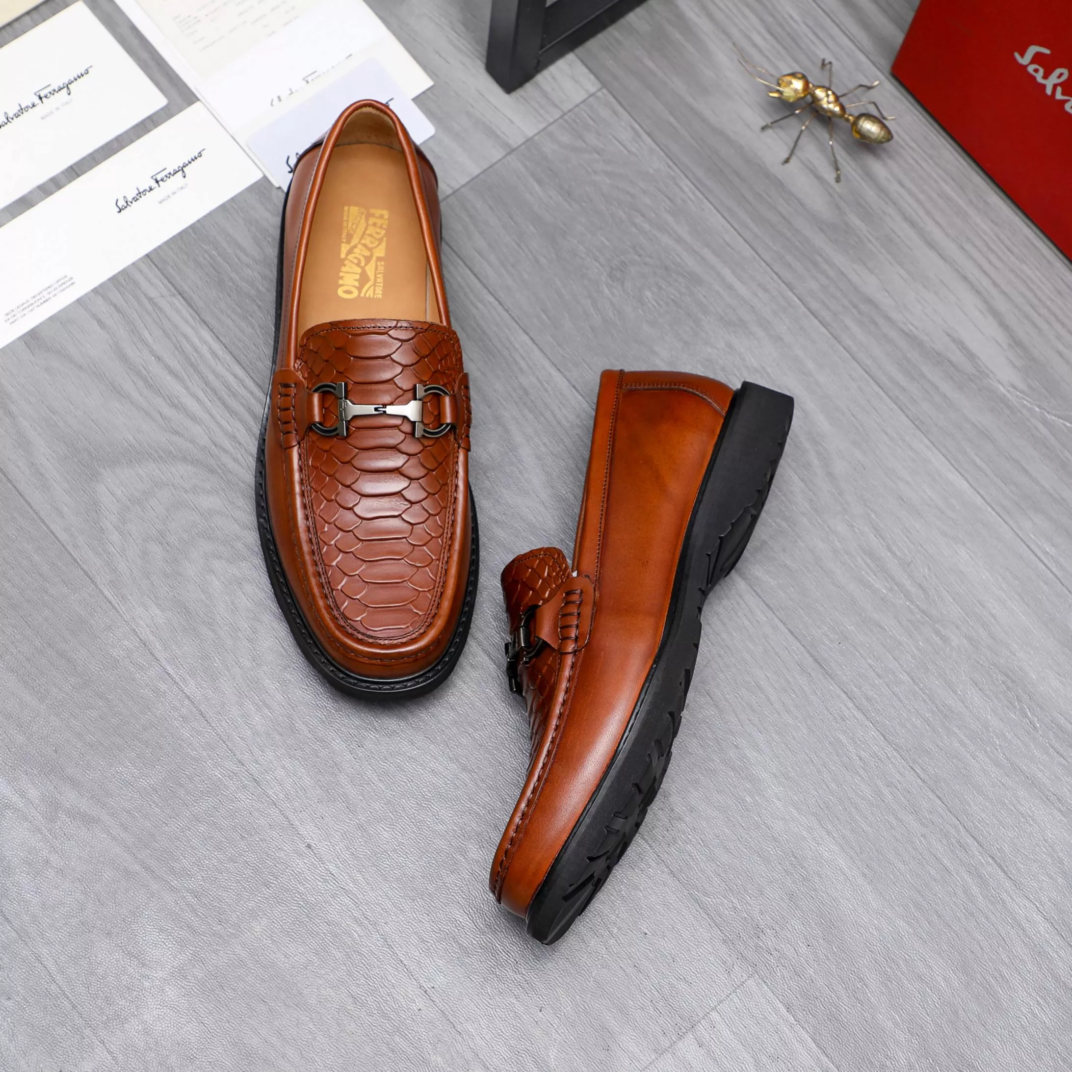 Durable 7294 Salvatore Ferragamo Leather Shoes For Men