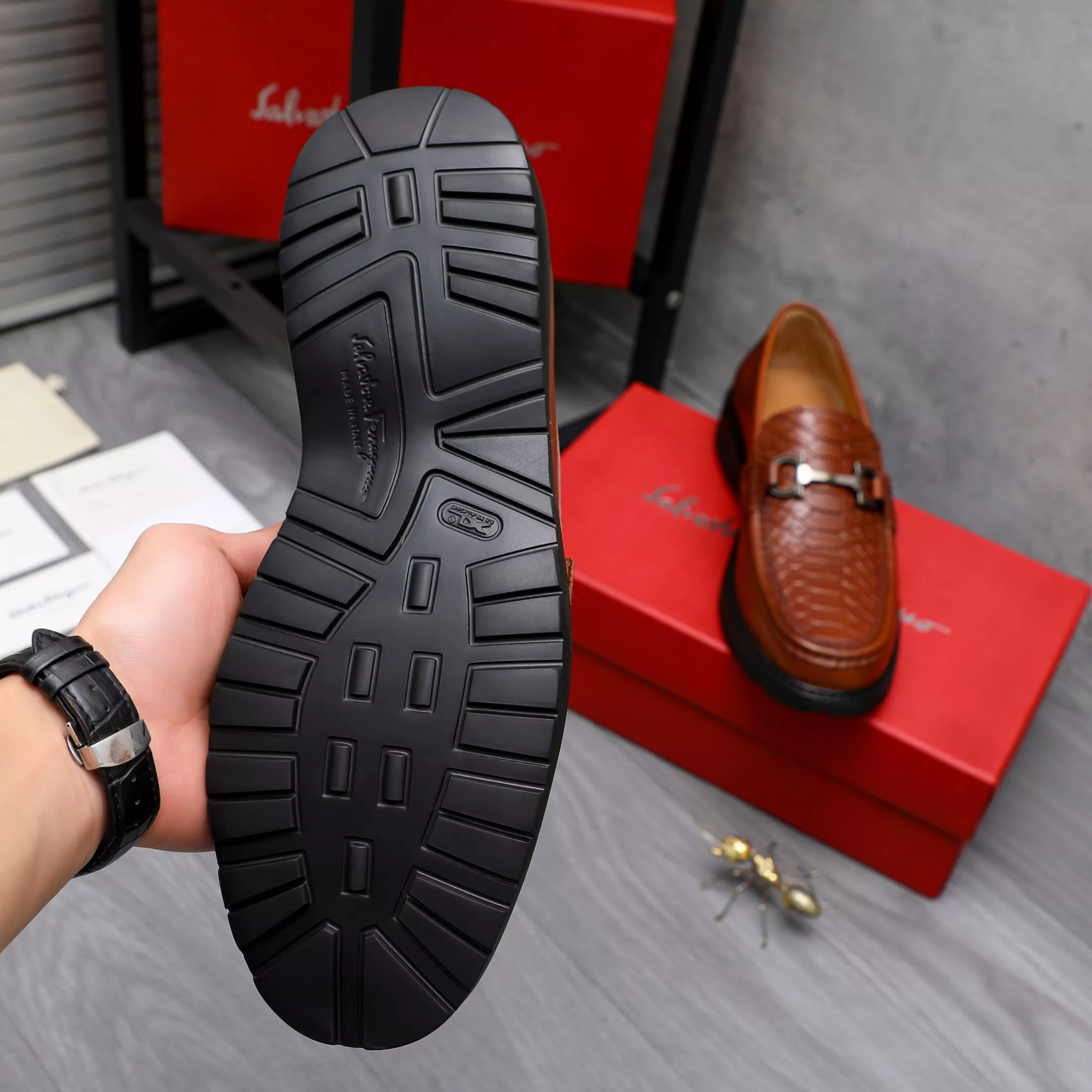 Durable 7294 Salvatore Ferragamo Leather Shoes For Men
