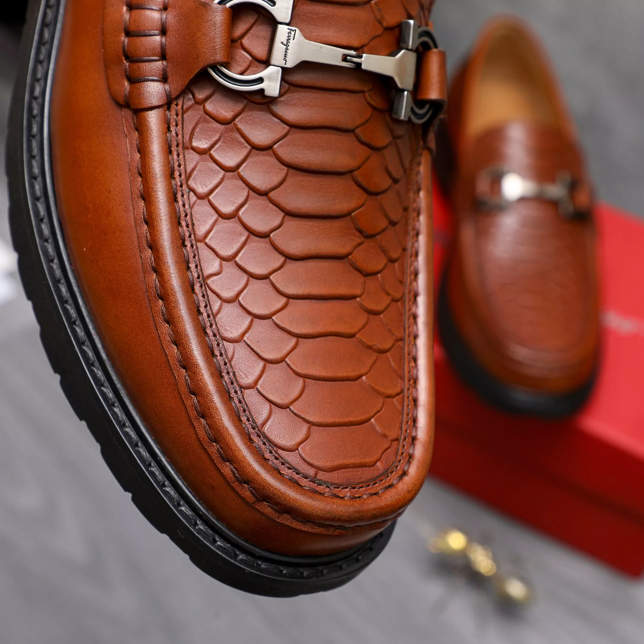 Durable 7294 Salvatore Ferragamo Leather Shoes For Men