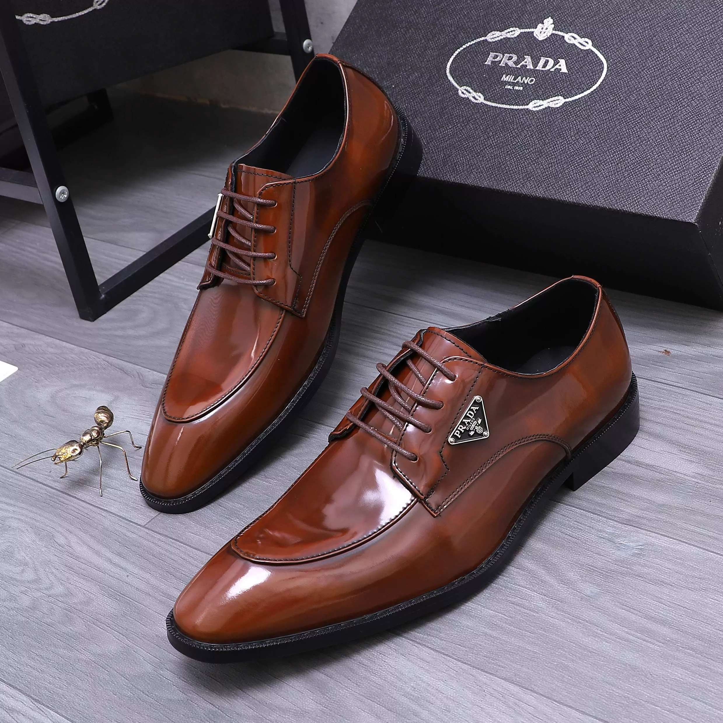 Durable 7524 Prada Leather Shoes For Men