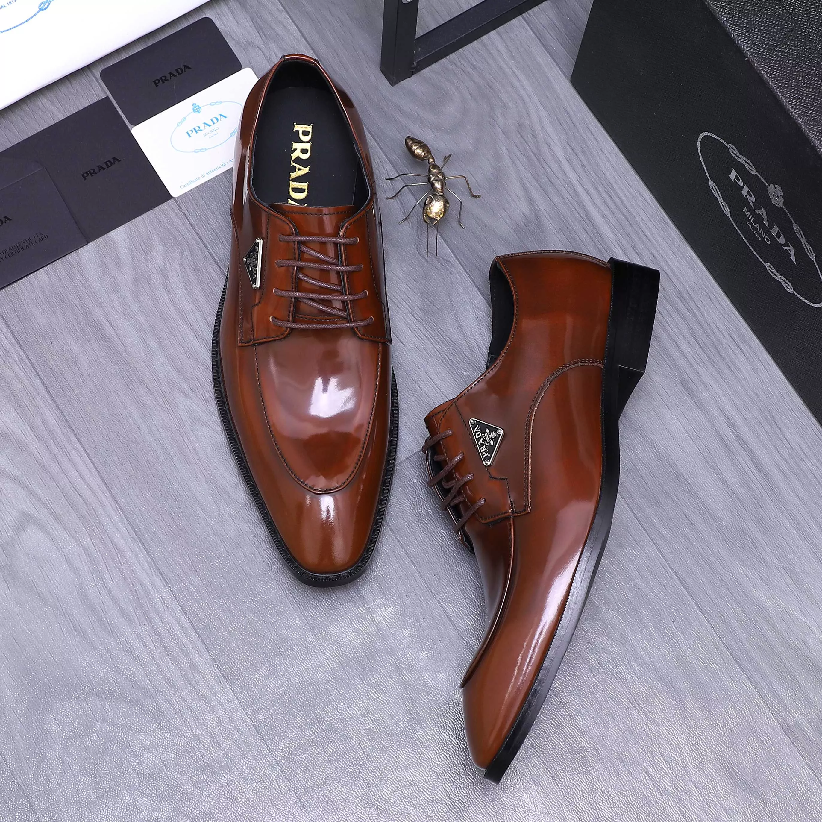 Durable 7524 Prada Leather Shoes For Men