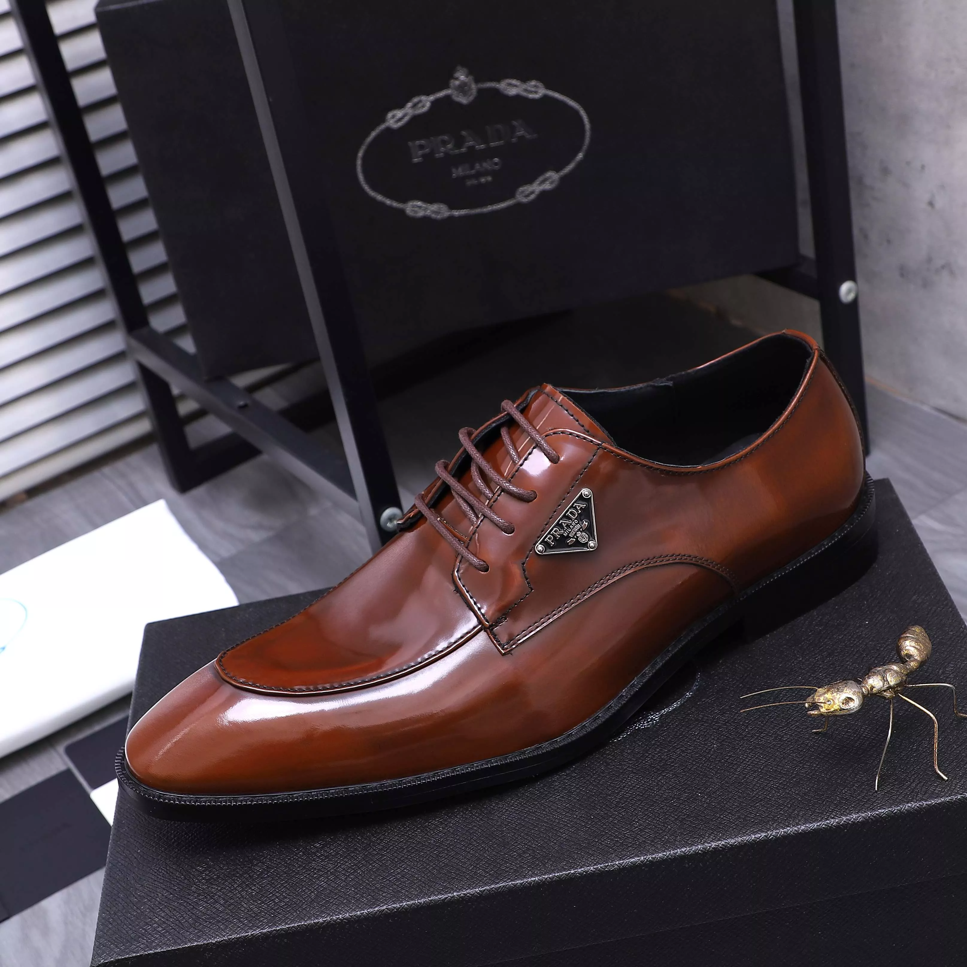 Durable 7524 Prada Leather Shoes For Men