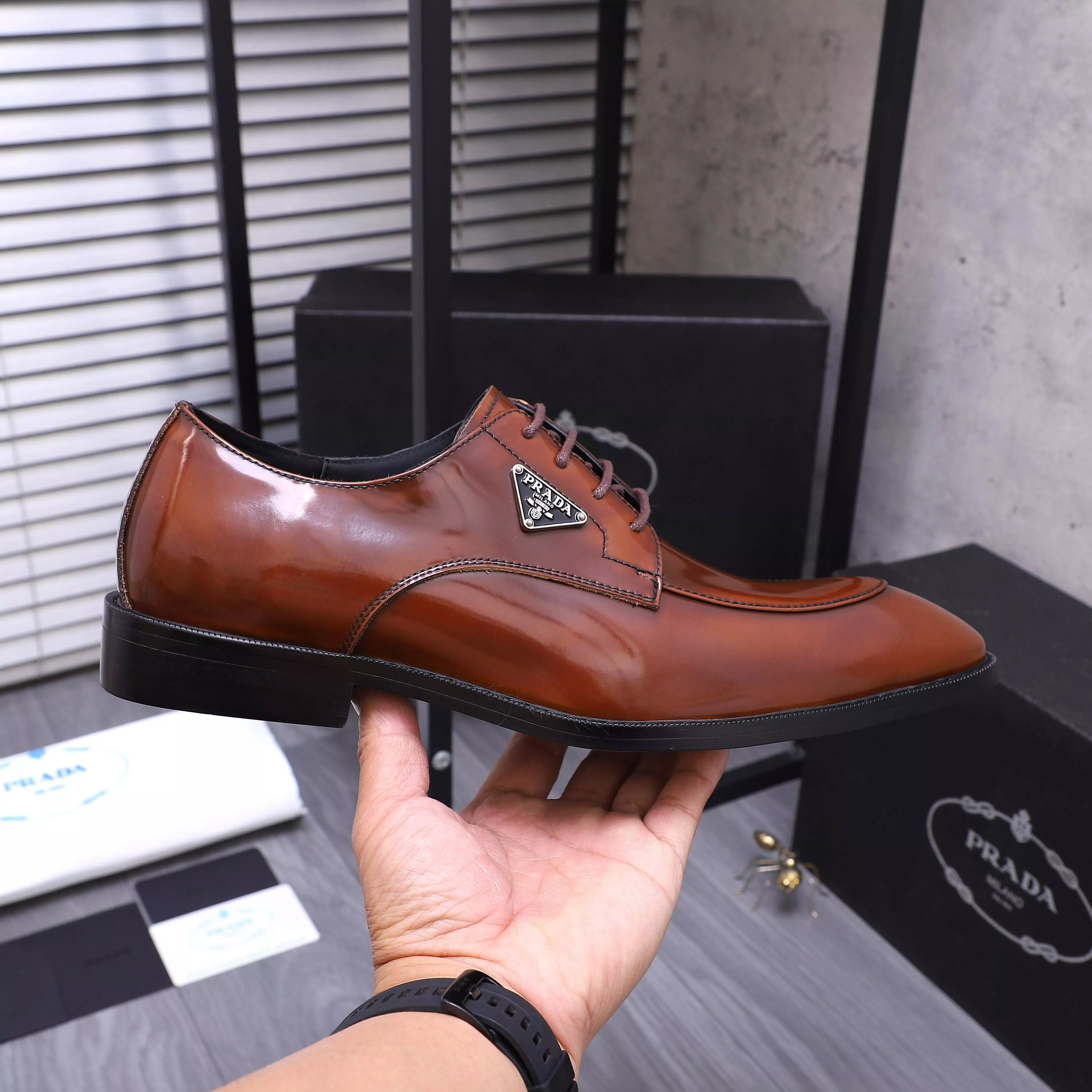 Durable 7524 Prada Leather Shoes For Men