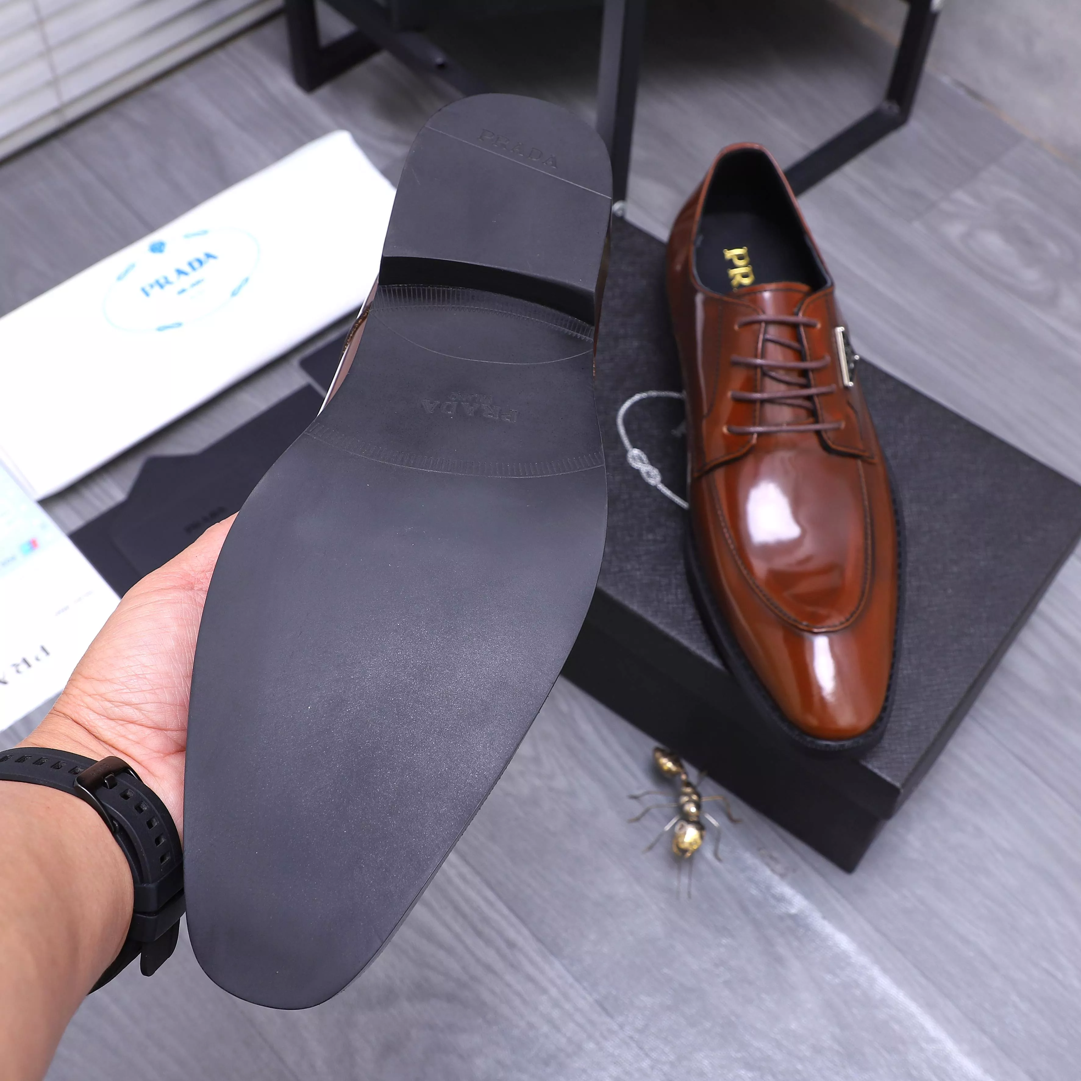 Durable 7524 Prada Leather Shoes For Men