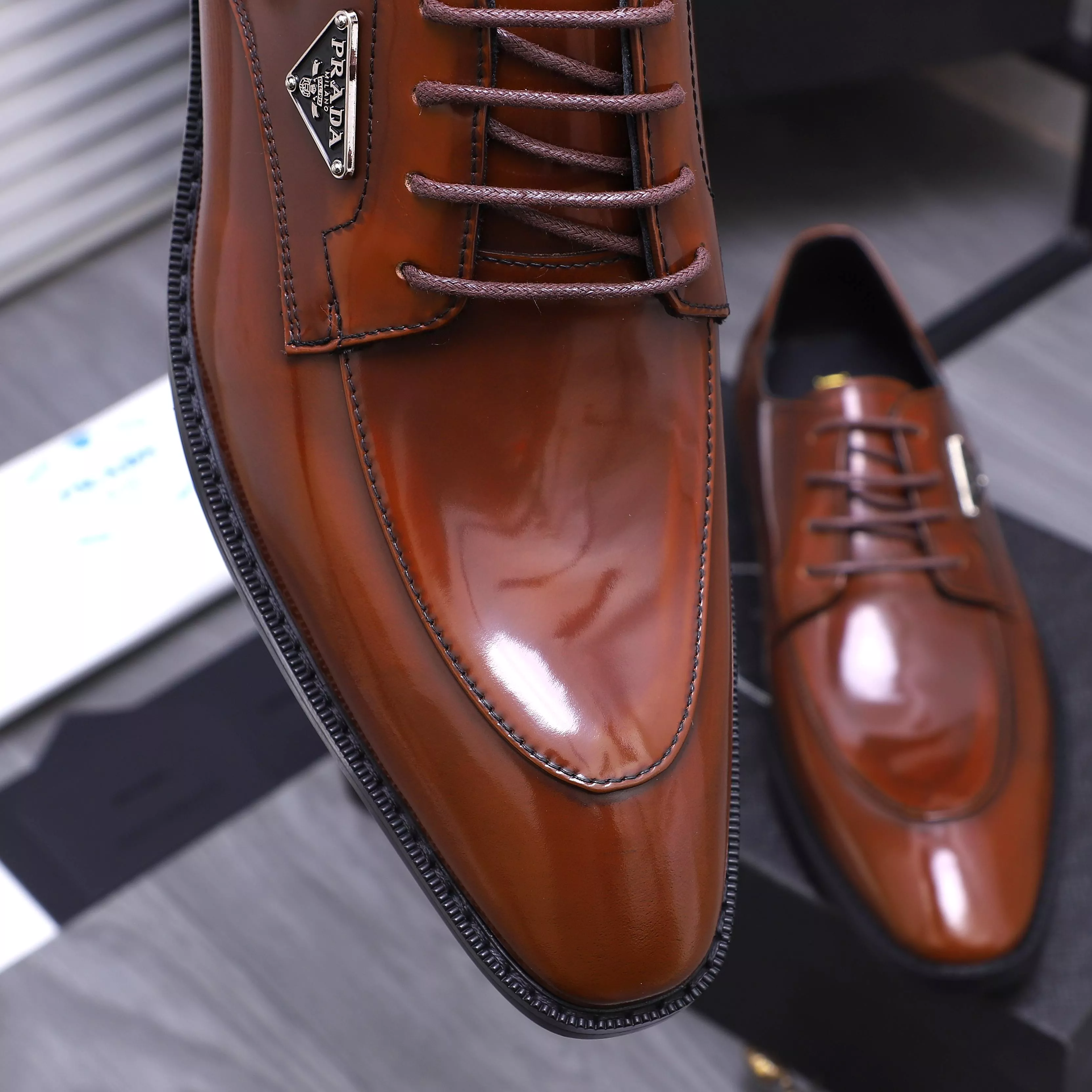 Durable 7524 Prada Leather Shoes For Men