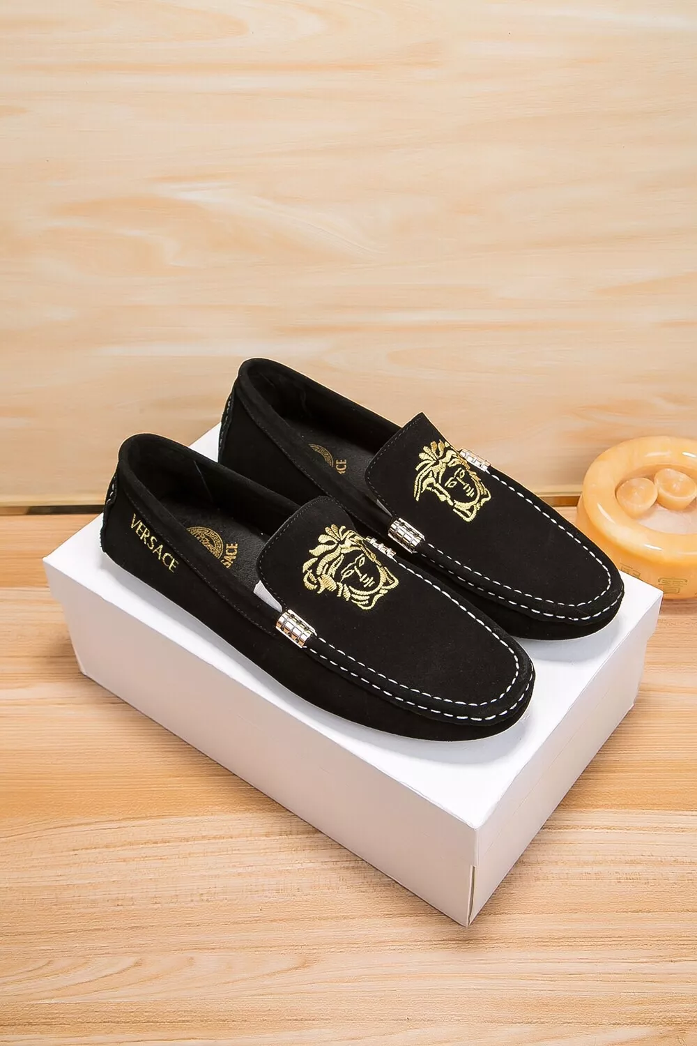 Durable 7632 Versace Leather Shoes For Men