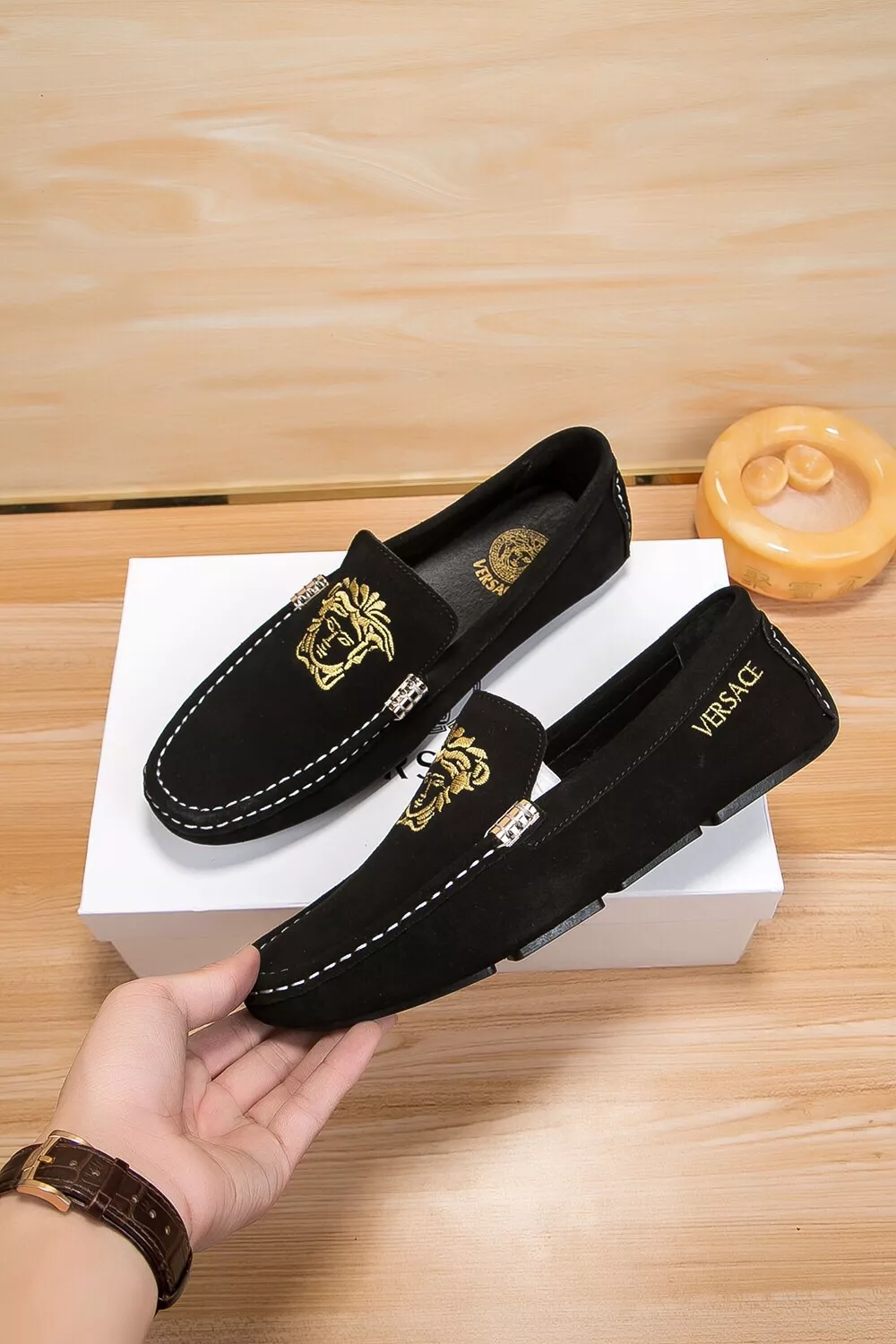 Durable 7632 Versace Leather Shoes For Men