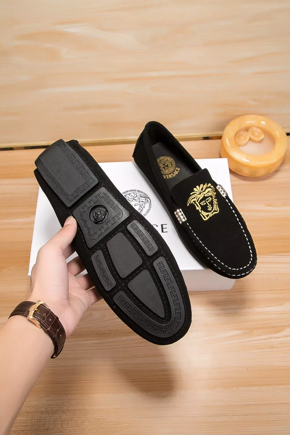 Durable 7632 Versace Leather Shoes For Men