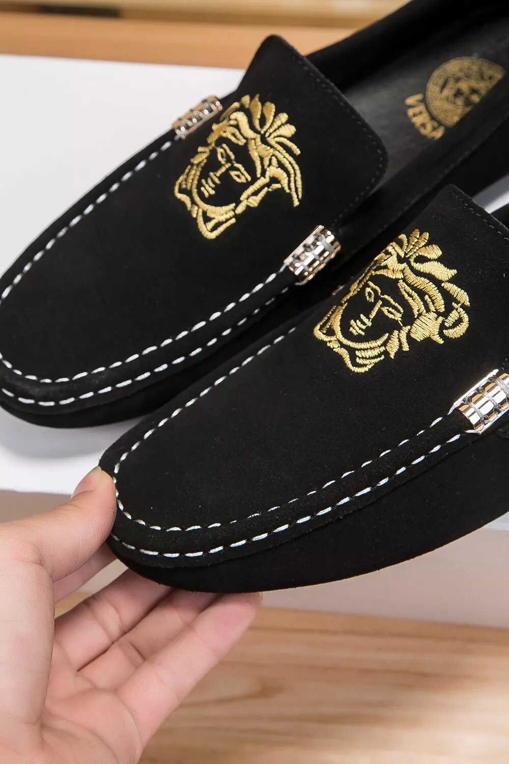 Durable 7632 Versace Leather Shoes For Men