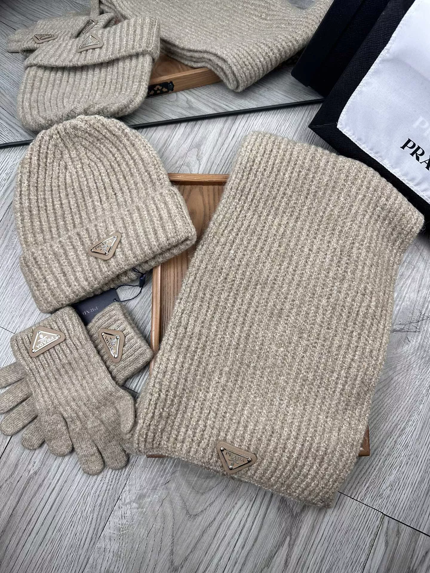 EasyMatch 8881 Prada Hat and Scarf and Glove Set