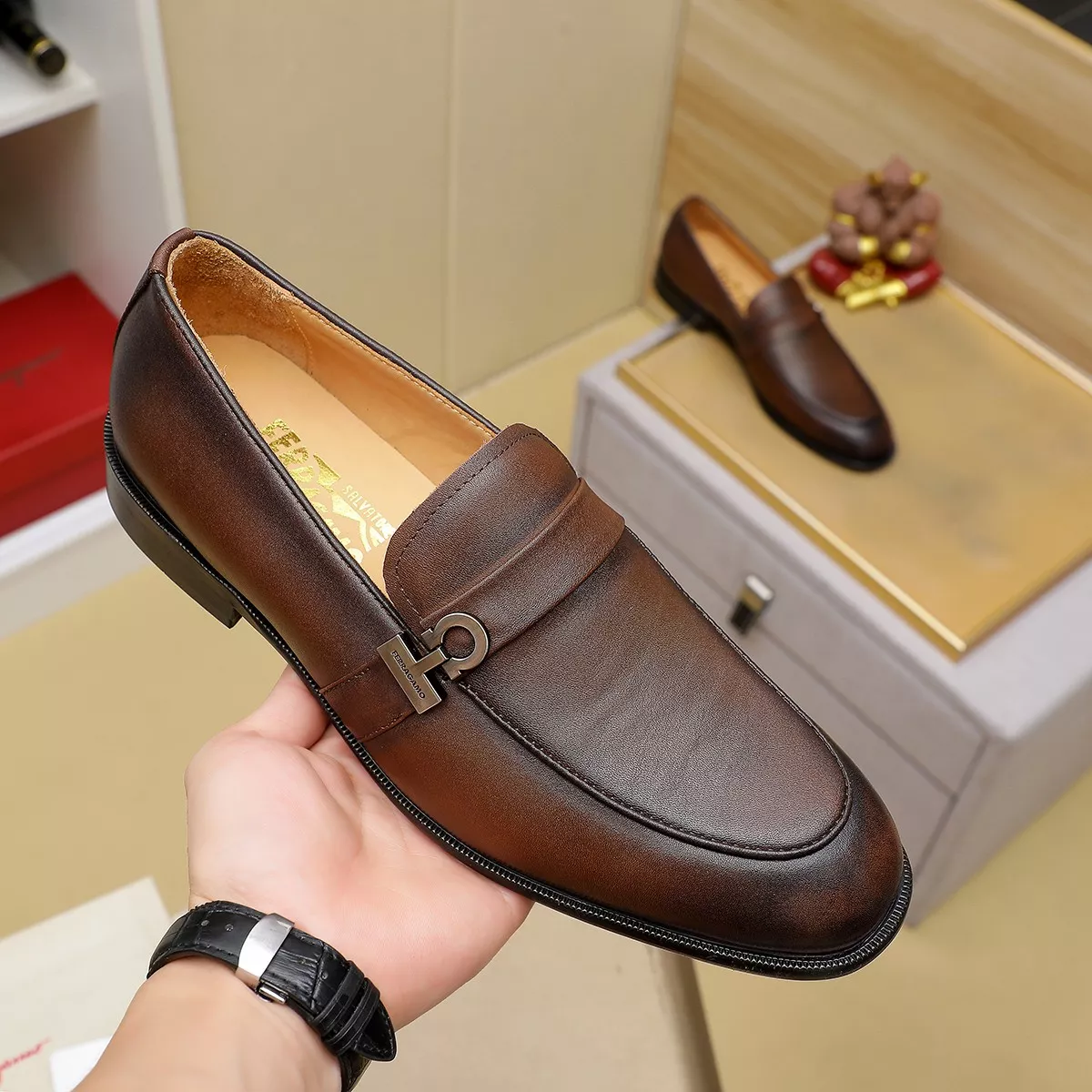 Efficient 1535 Salvatore Ferragamo Leather Shoes For Men
