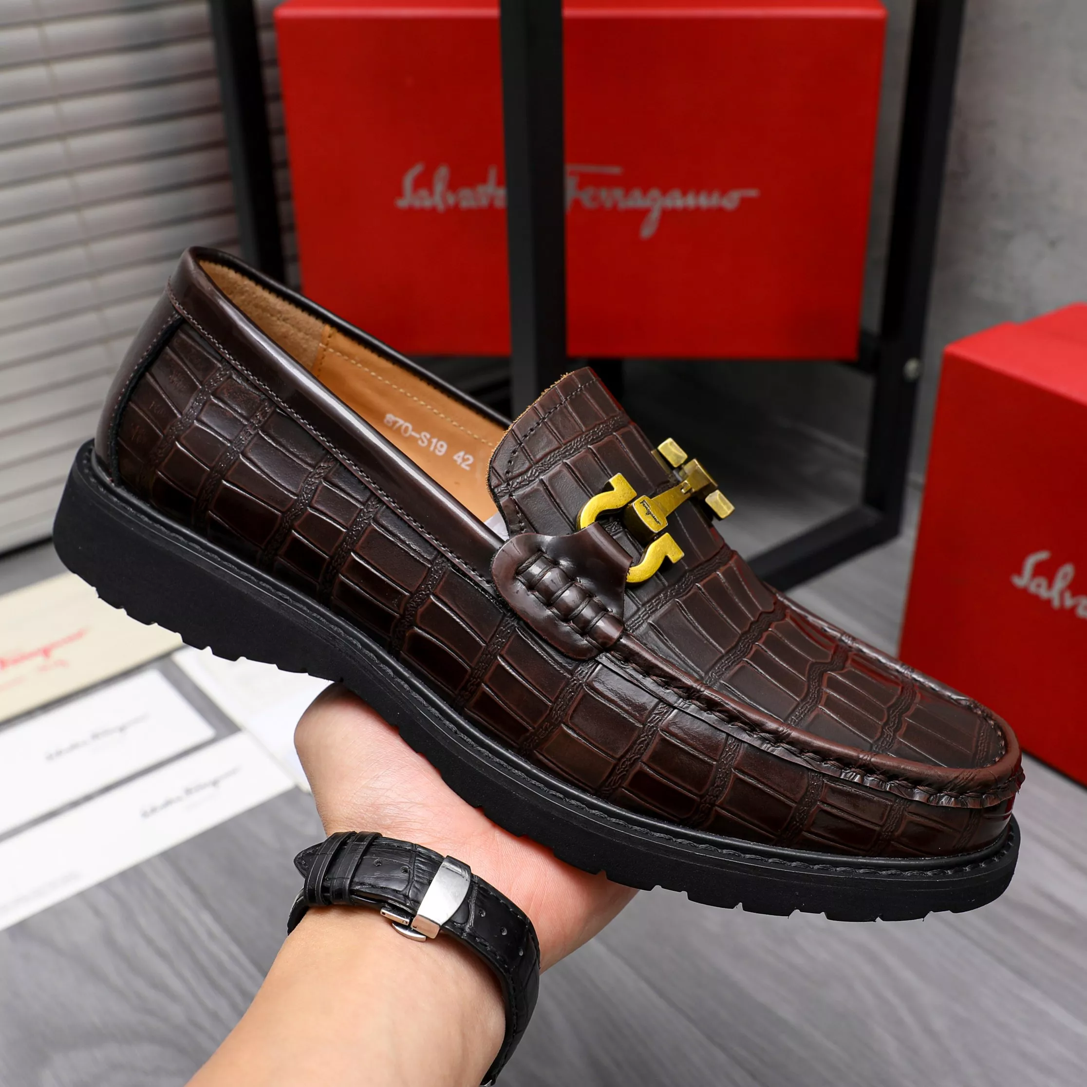 Efficient 5674 Salvatore Ferragamo Leather Shoes For Men