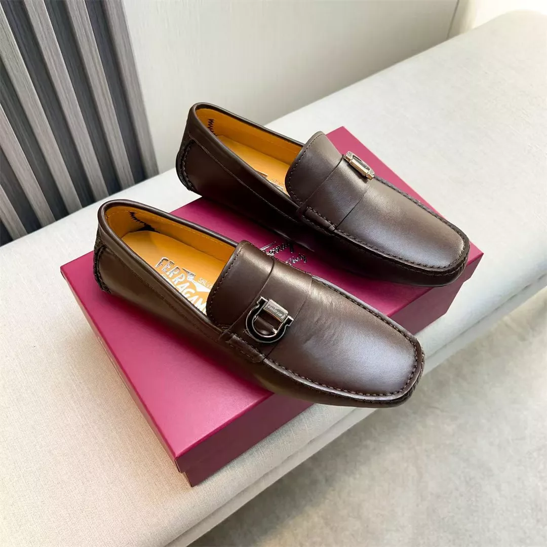 Elegant 2652 Salvatore Ferragamo Leather Shoes For Men