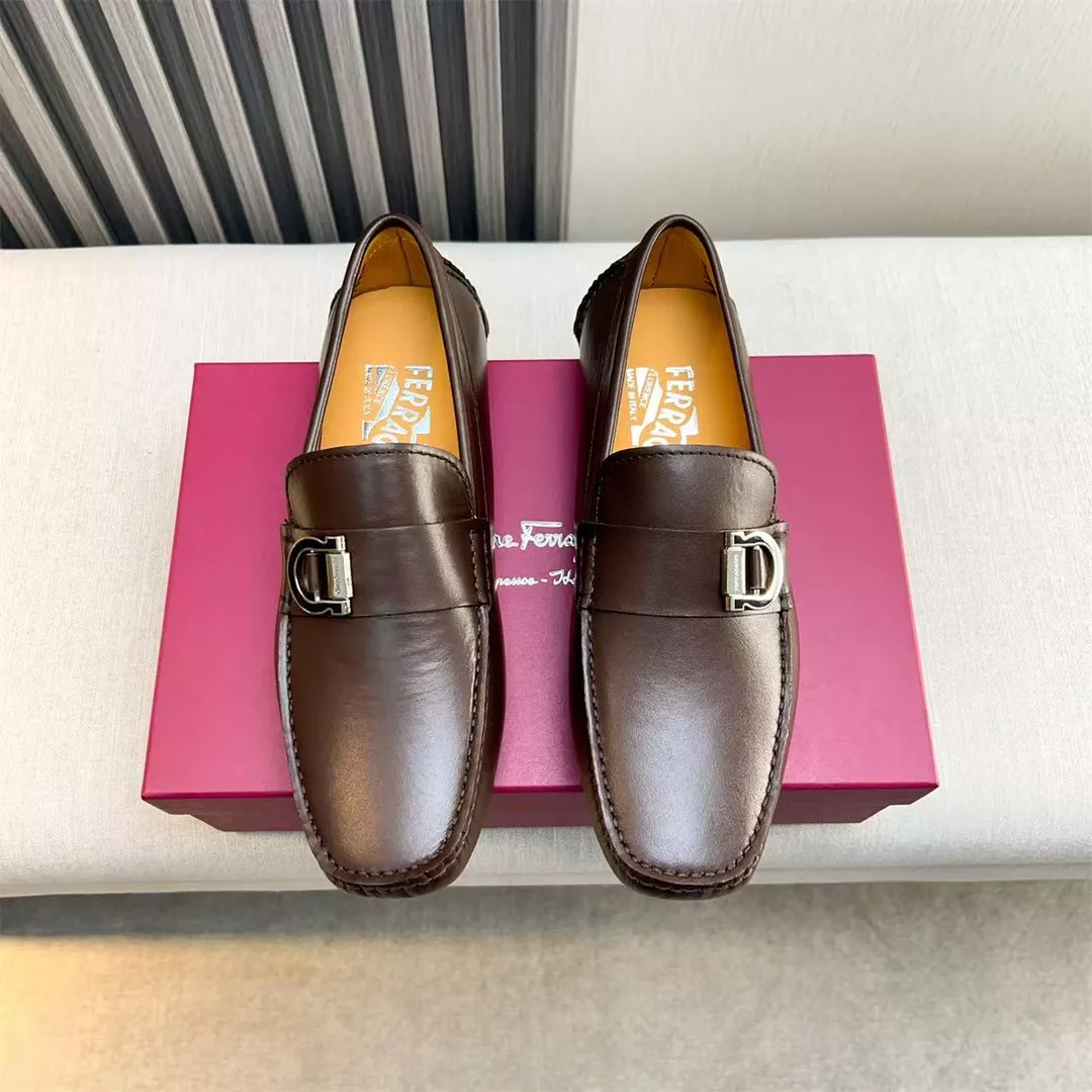 Elegant 2652 Salvatore Ferragamo Leather Shoes For Men