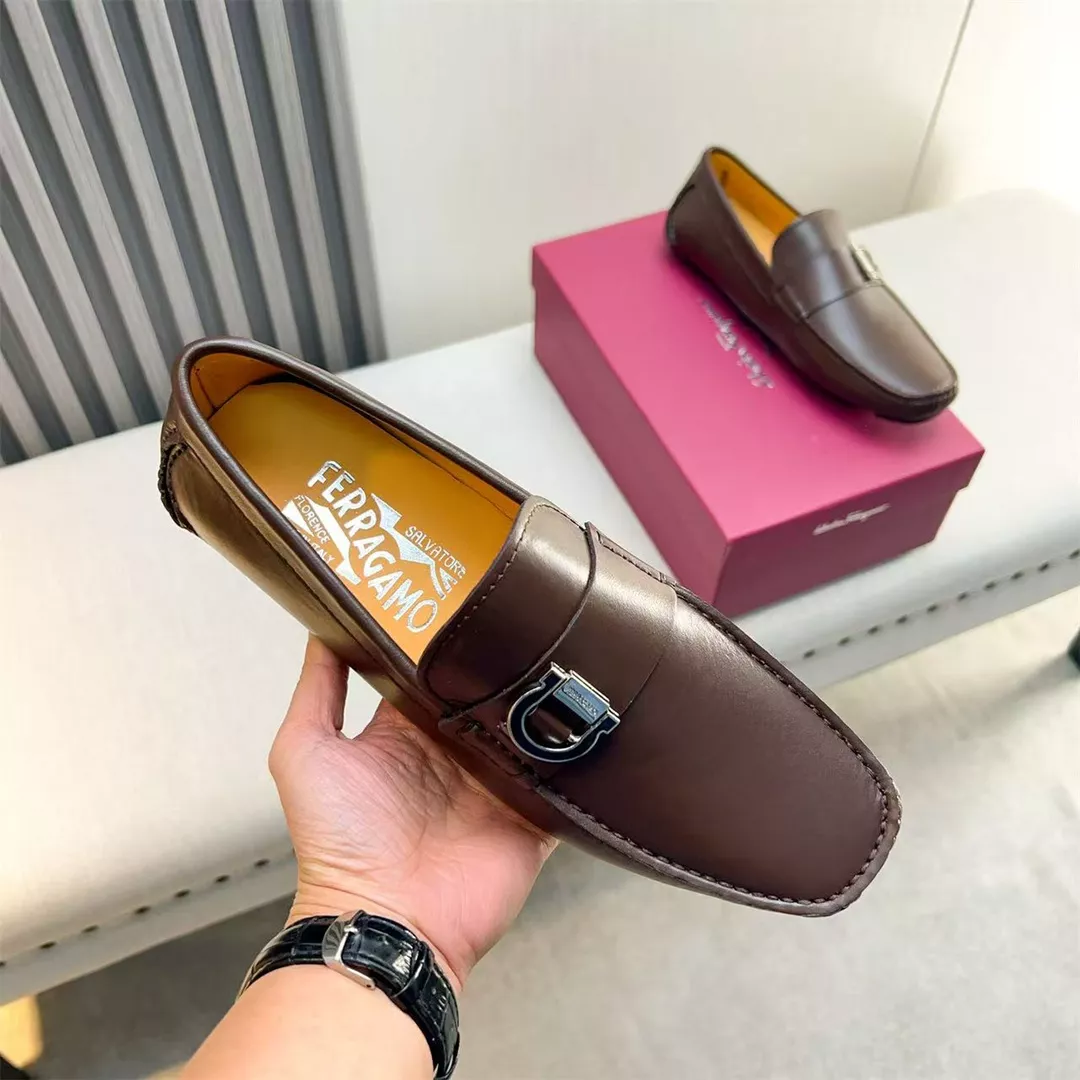 Elegant 2652 Salvatore Ferragamo Leather Shoes For Men
