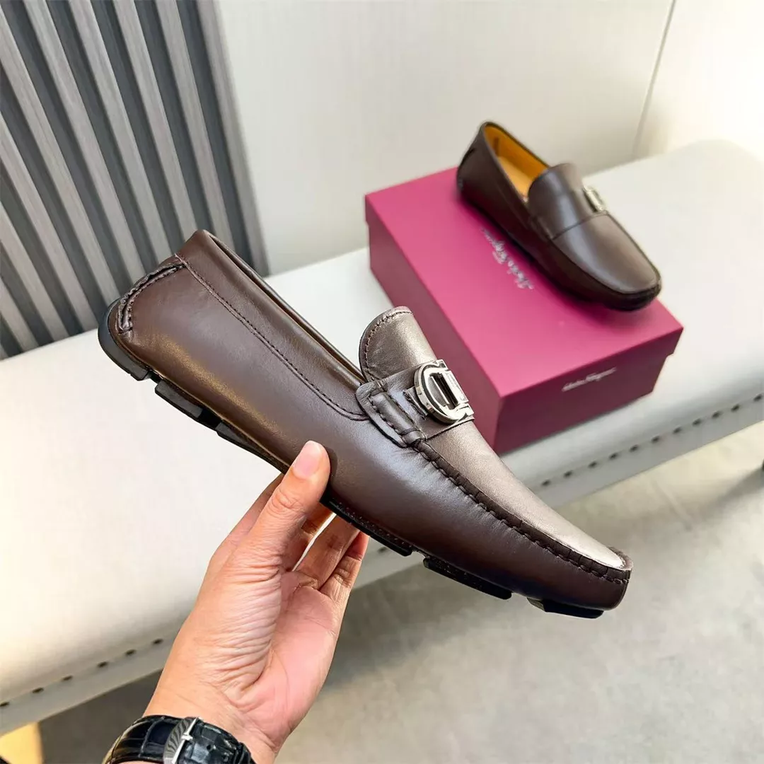 Elegant 2652 Salvatore Ferragamo Leather Shoes For Men