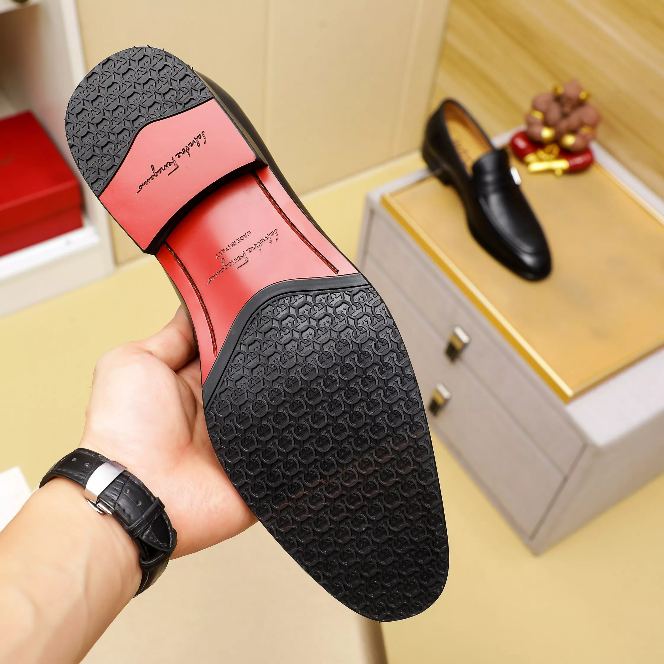 Elegant 7223 Salvatore Ferragamo Leather Shoes For Men