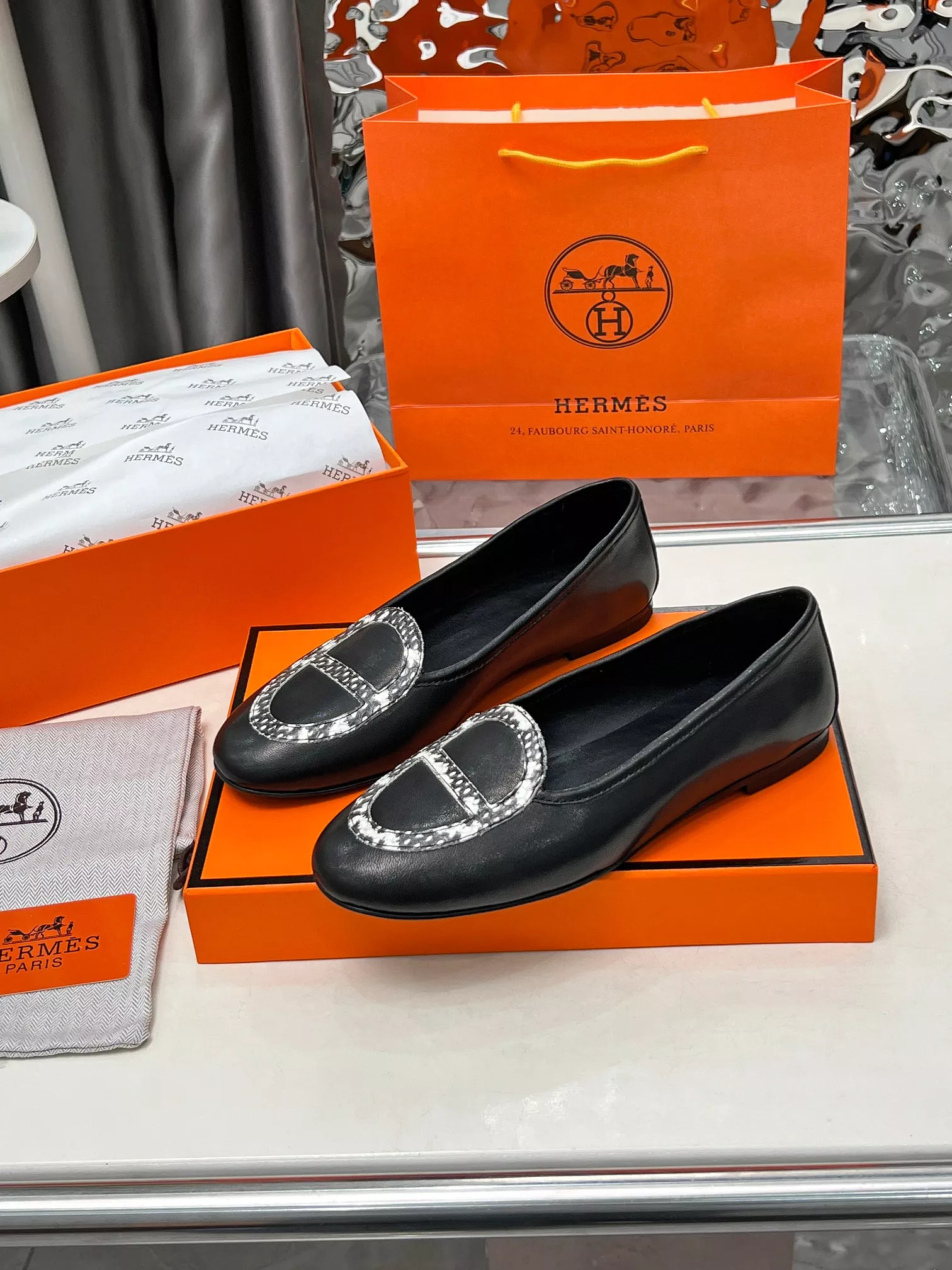 Elegant 7881 Hermes Leather Shoes For Women