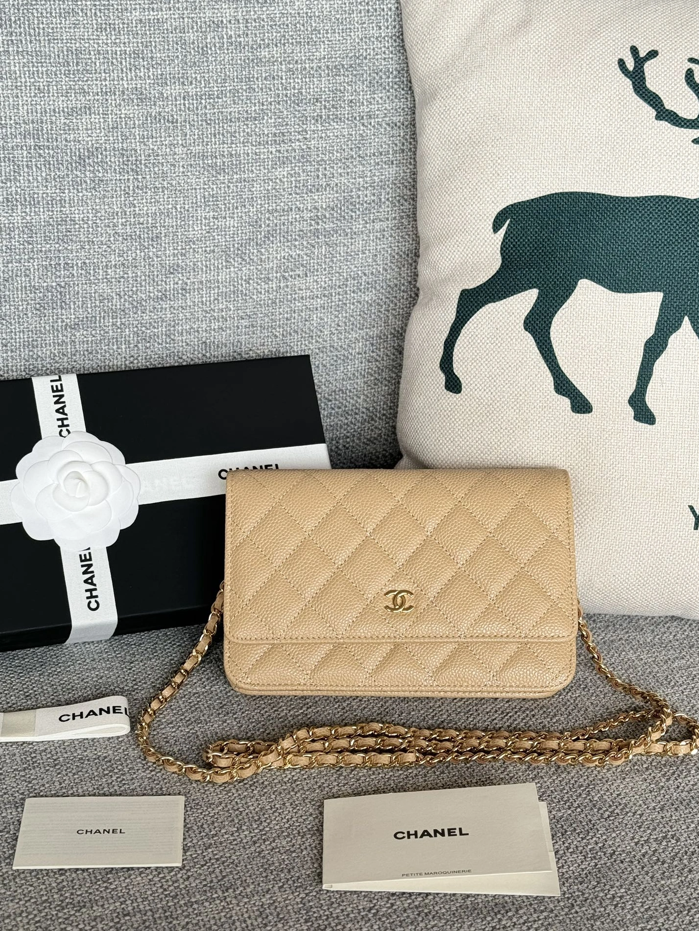 Fashionable 2800 Chanel AAA Quality Messenger Bags In Gold For Women