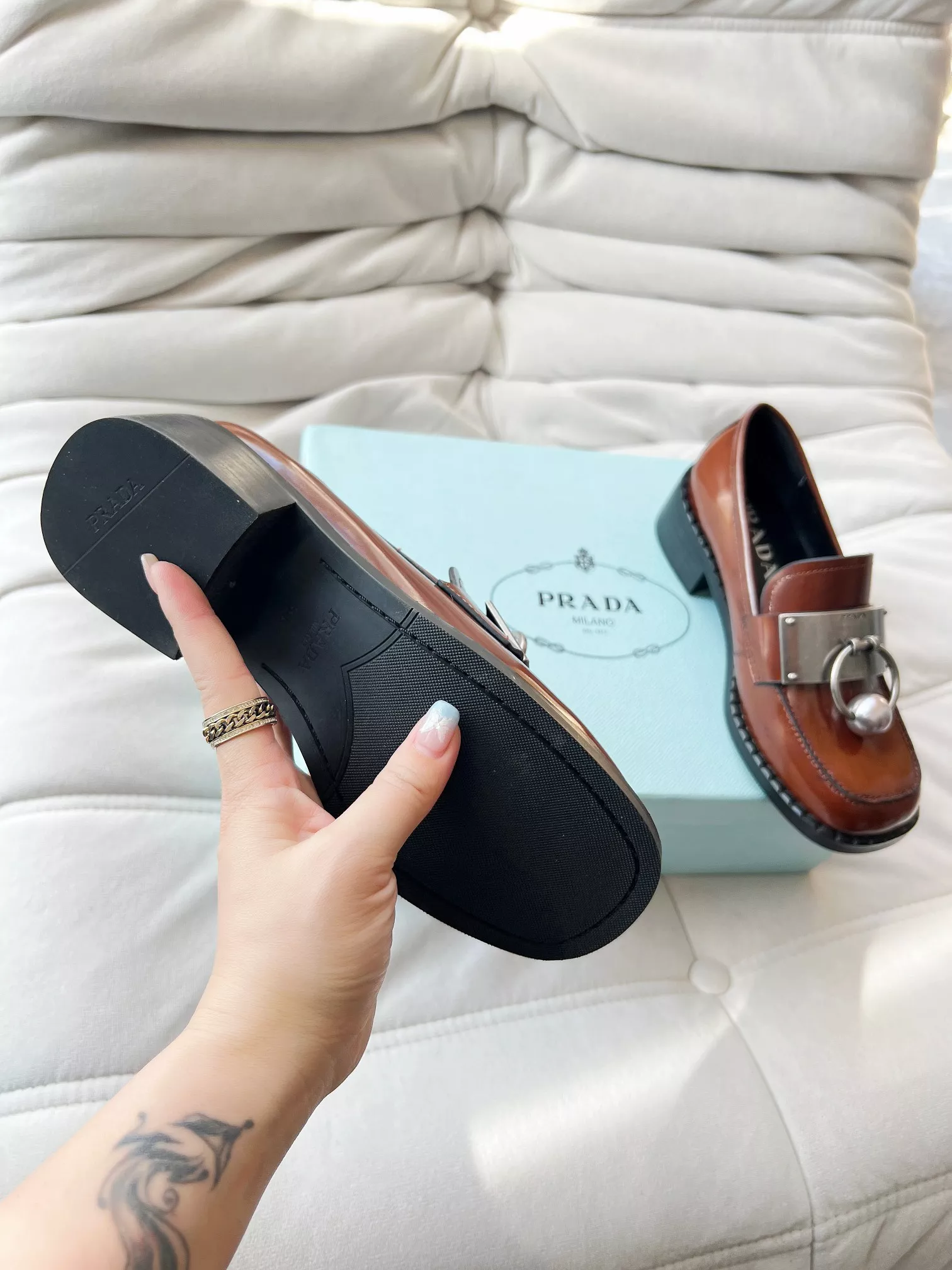 Fashionable 6438 Prada Leather Shoes For Women