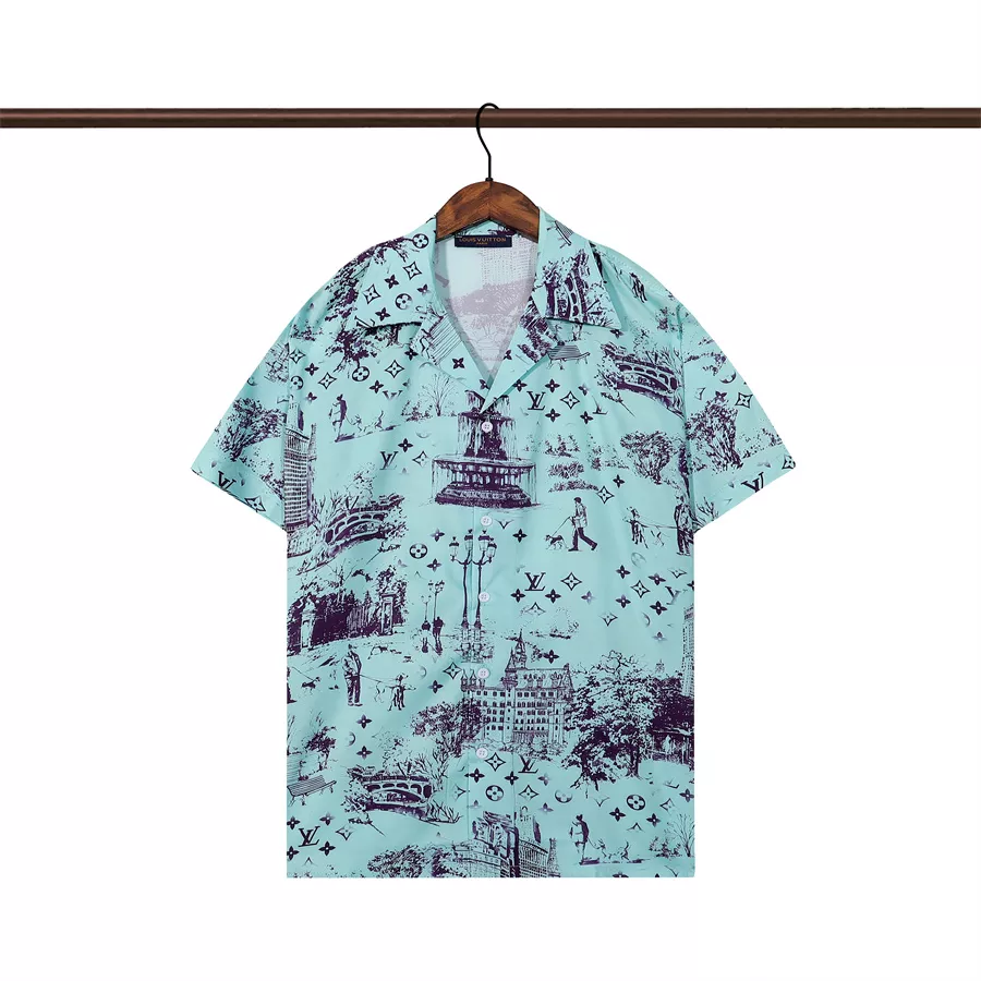 Fashionable 9520 Louis Vuitton LV Shirts Short Sleeved For Men