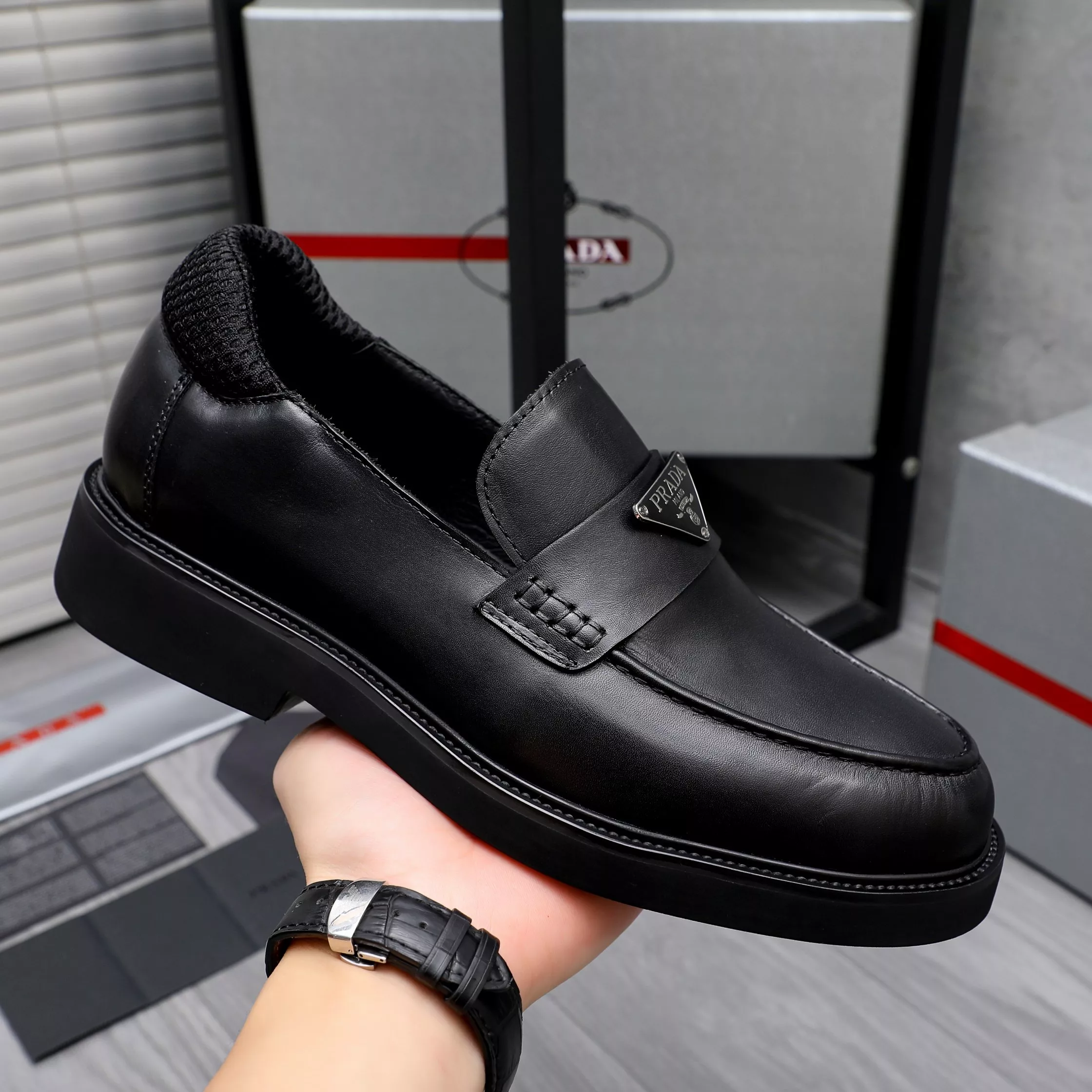 Fashionable 9775 Prada Leather Shoes For Men