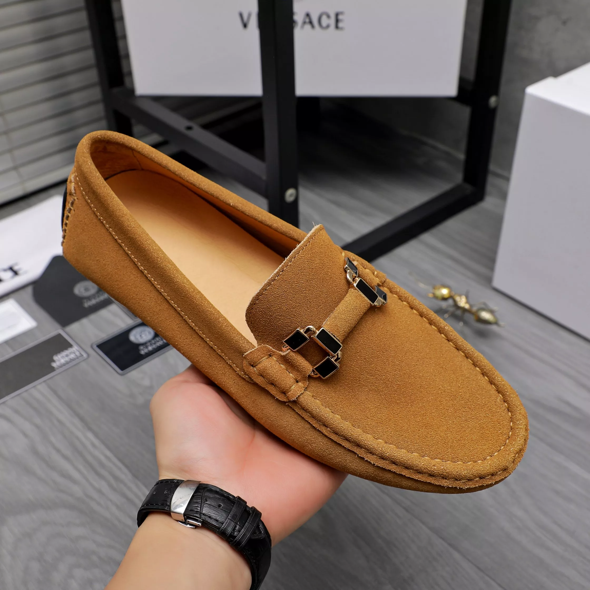 Flexible 1371 Versace Leather Shoes For Men