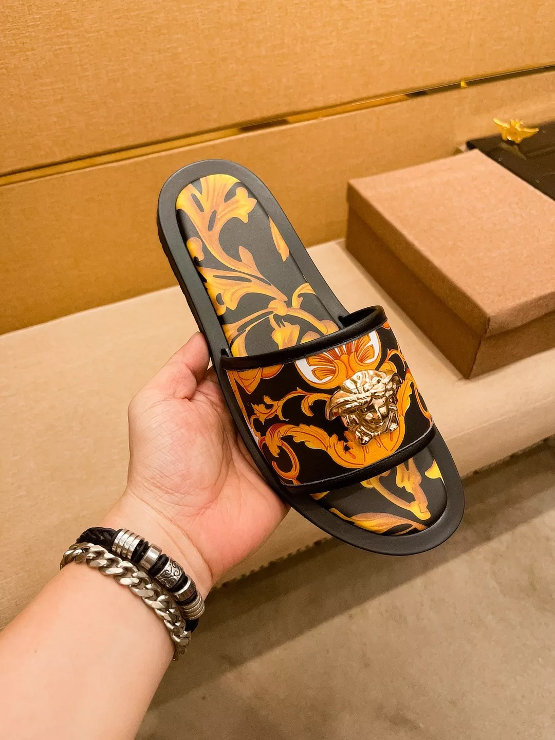 Flexible 4689 Versace Slippers For Men