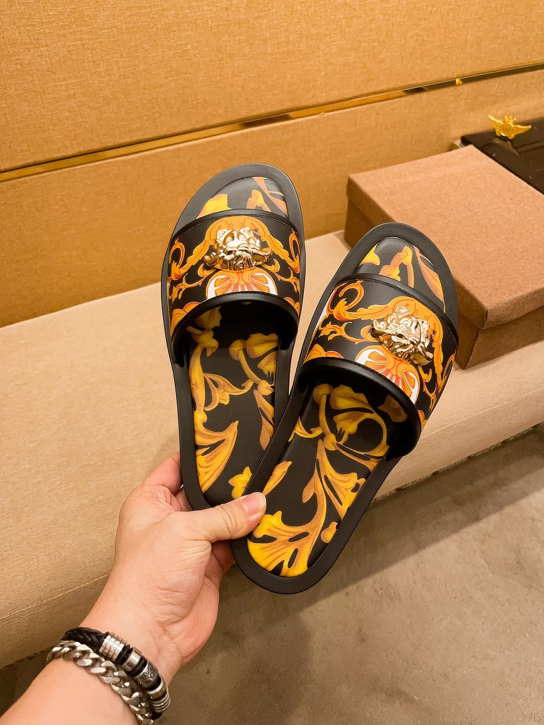 Flexible 4689 Versace Slippers For Men