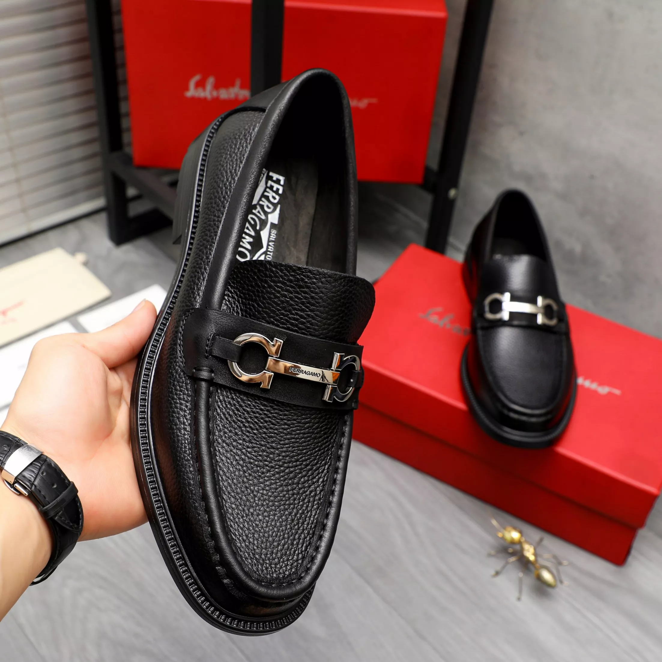 Flexible 4987 Salvatore Ferragamo Leather Shoes For Men