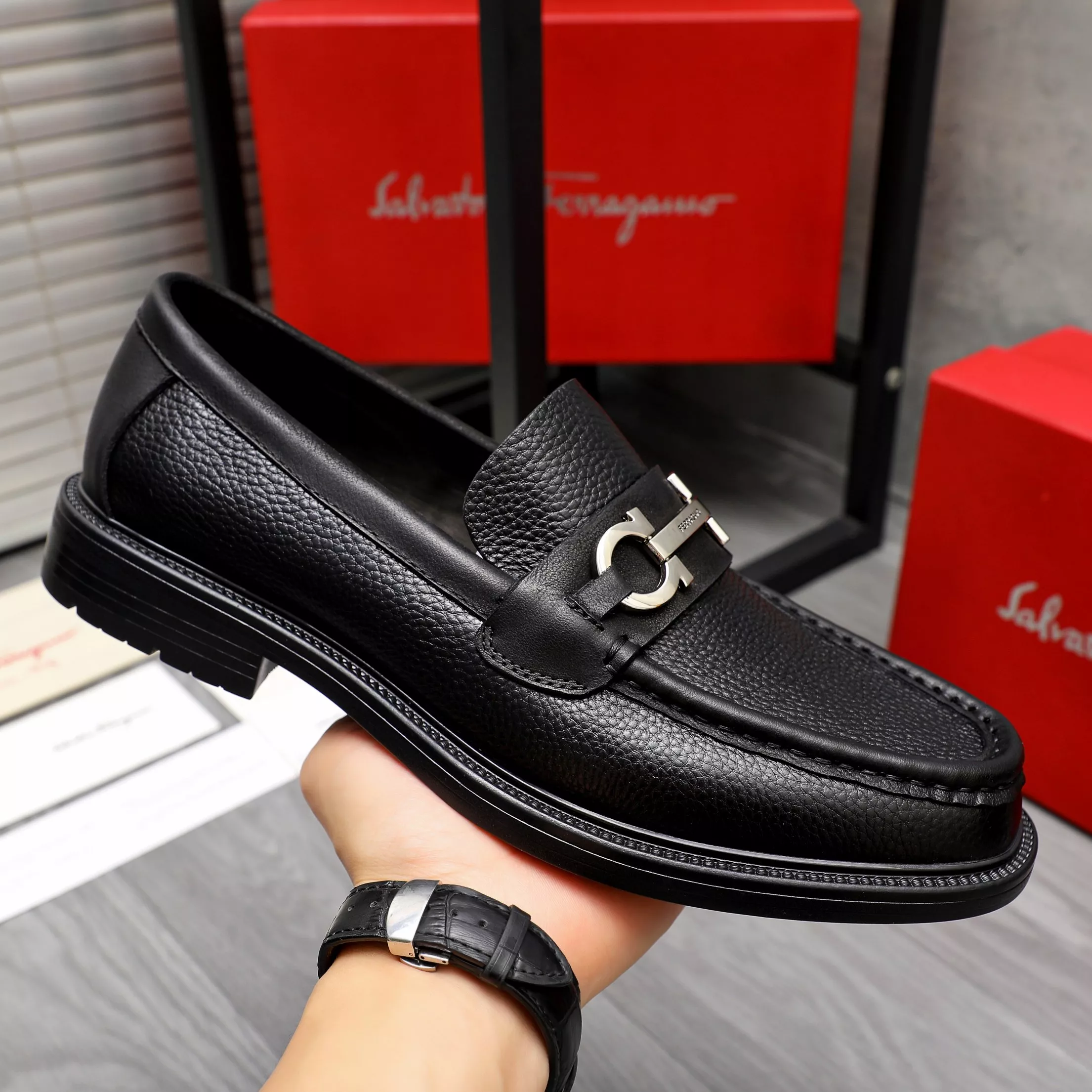 Flexible 4987 Salvatore Ferragamo Leather Shoes For Men