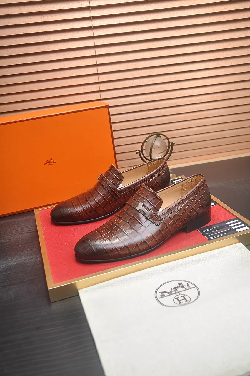 Flexible 8542 Hermes Leather Shoes For Men
