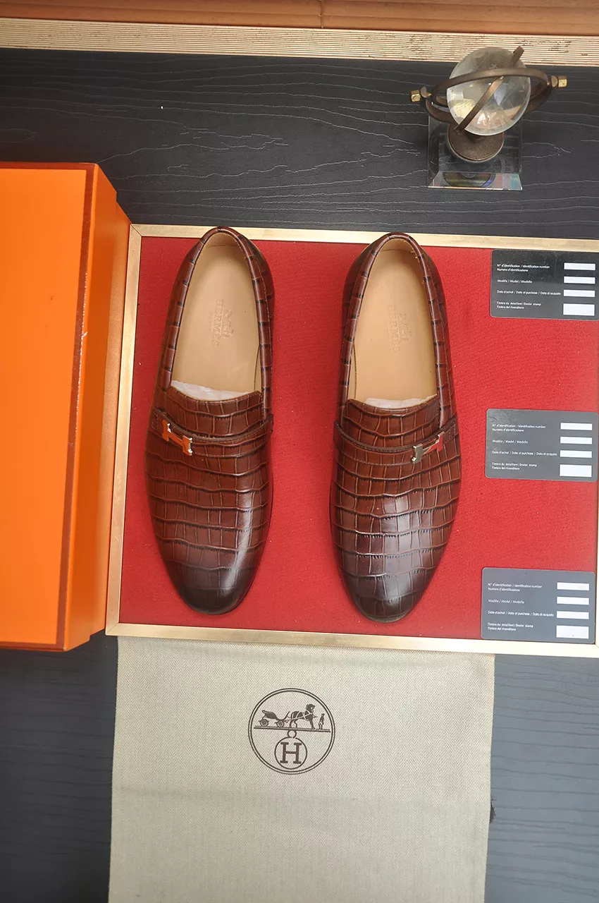 Flexible 8542 Hermes Leather Shoes For Men