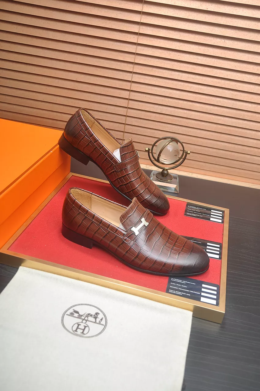 Flexible 8542 Hermes Leather Shoes For Men