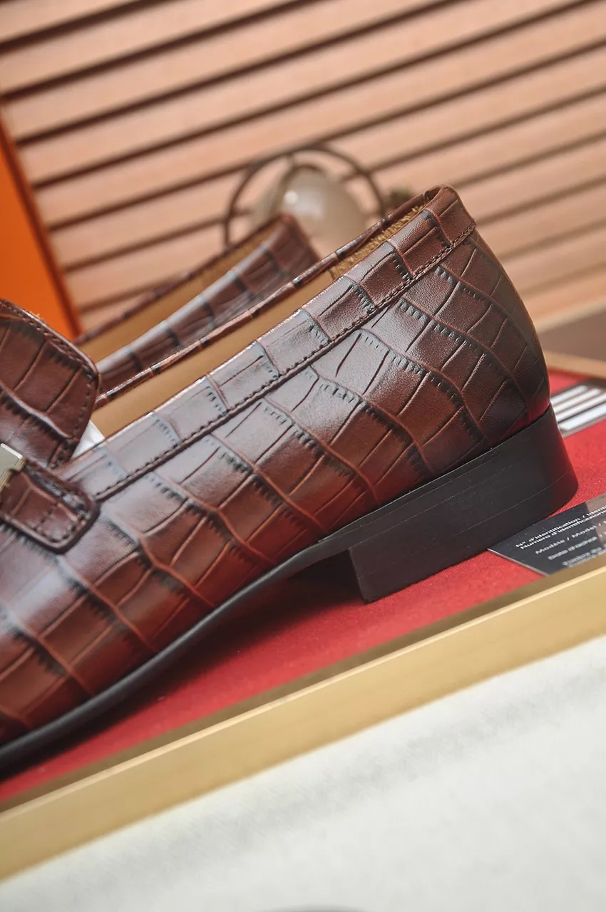 Flexible 8542 Hermes Leather Shoes For Men