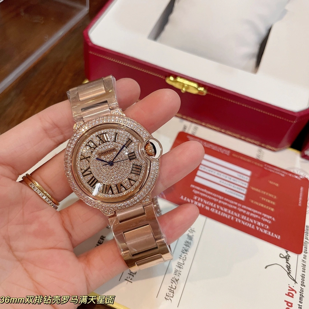 Functional 9902 Cartier AAA Quality Watches In Rose Gold For Women
