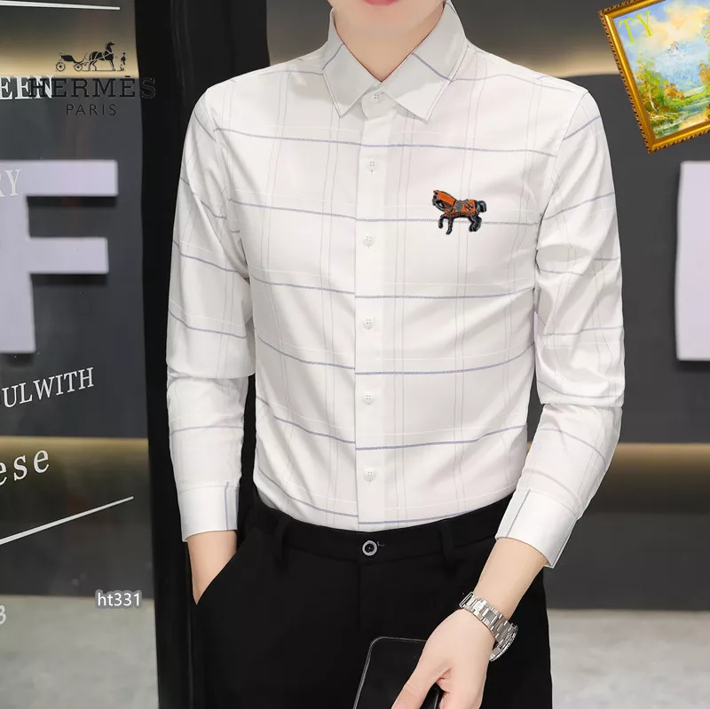 GoodFit 2377 Hermes Shirts Long Sleeved For Men
