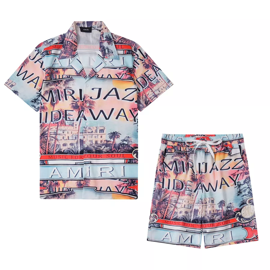 GoodFit 3703 Amiri Tracksuits Short Sleeved For Men