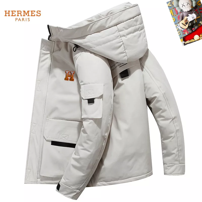 Hermes Down Feather Coat Long Sleeved For Men EasyMatch 5635