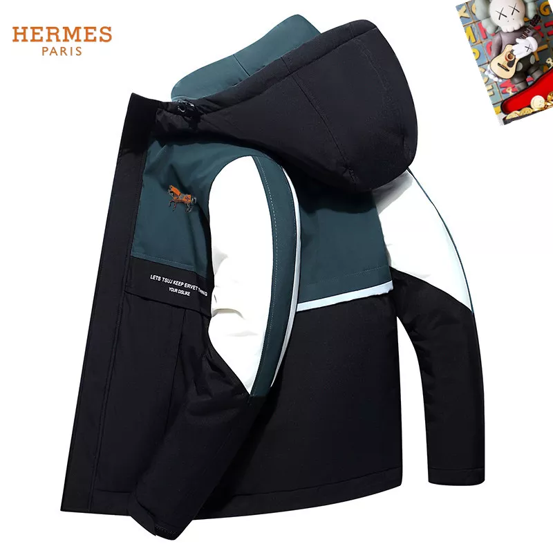 Hermes Down Feather Coat Long Sleeved For Men Resilient 8840