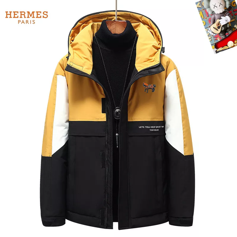 Hermes Down Feather Coat Long Sleeved For Men Versatile 9033
