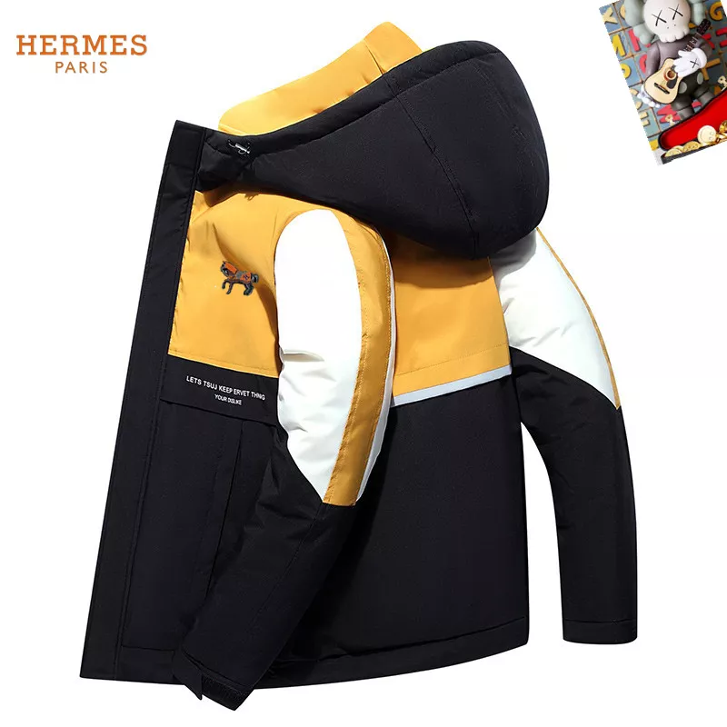 Hermes Down Feather Coat Long Sleeved For Men Versatile 9033