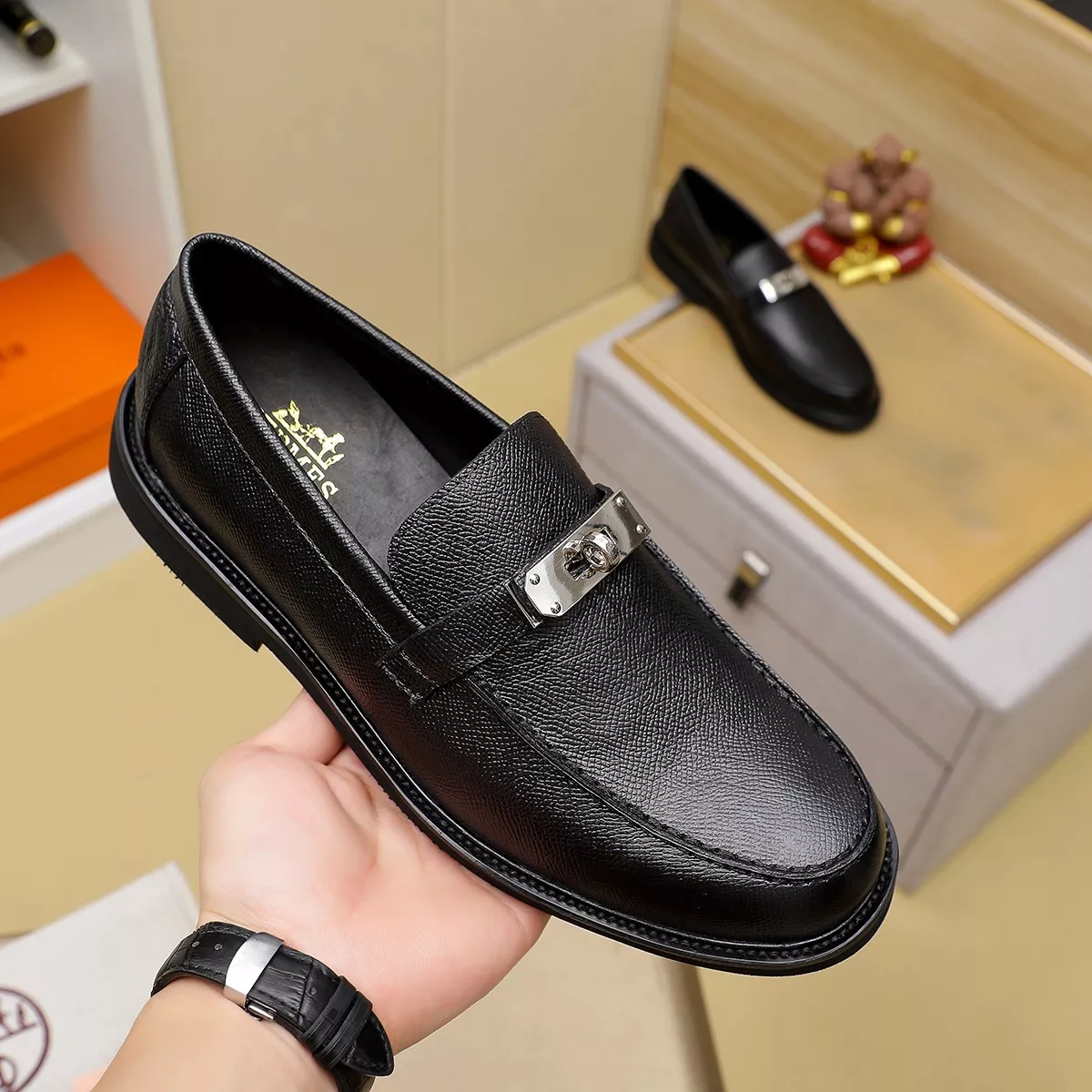 Hermes Leather Shoes For Men Affordable 1228