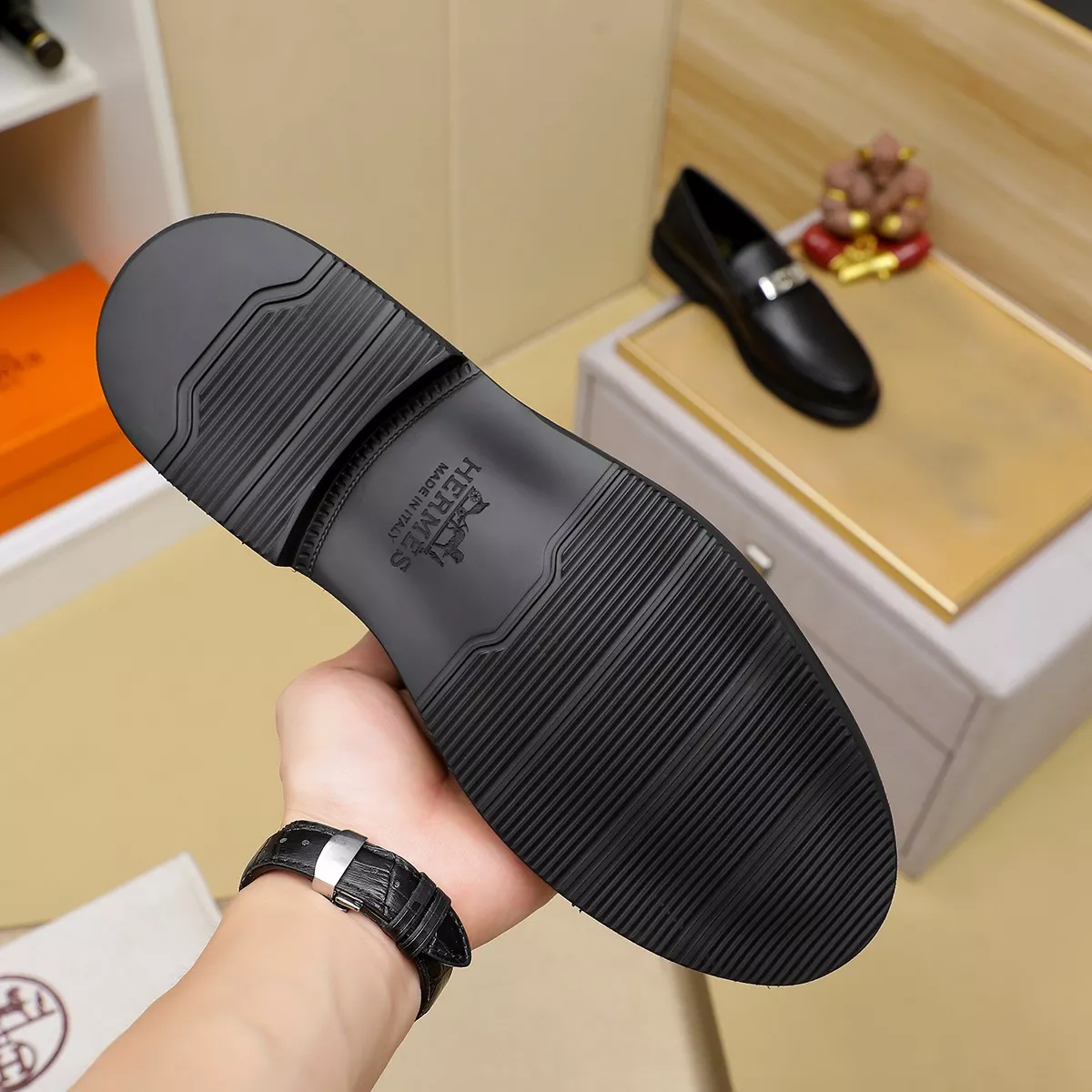 Hermes Leather Shoes For Men Affordable 1228