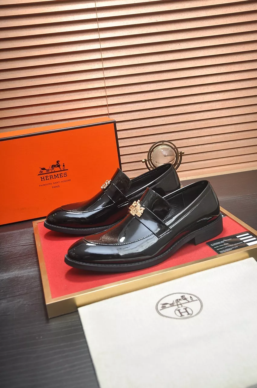 Hermes Leather Shoes For Men Bold 1359